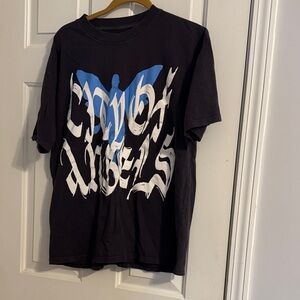 PacSun Black Short-Sleeve Tee with Blue and White Graphic